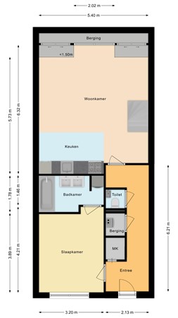 Floorplan - Sluisstraat 90, 5462 CB Veghel
